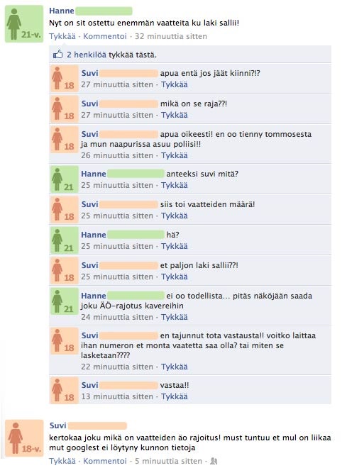 vaatteita enemman kuin laki sallii