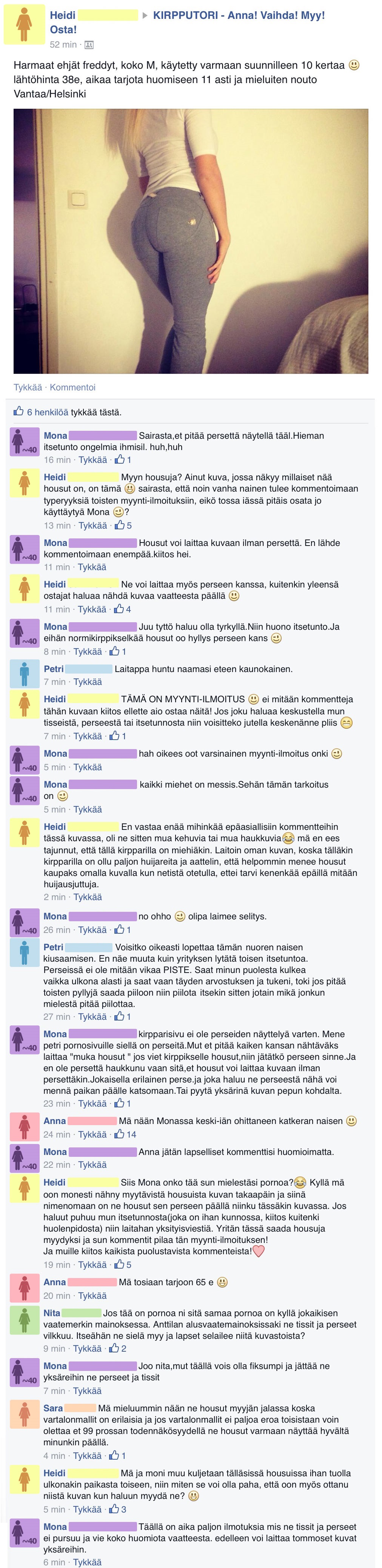 Kahakka housuista Facebook-kirpputorilla