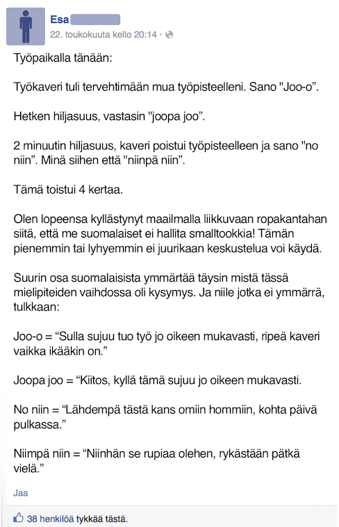 Suomalainen small talk