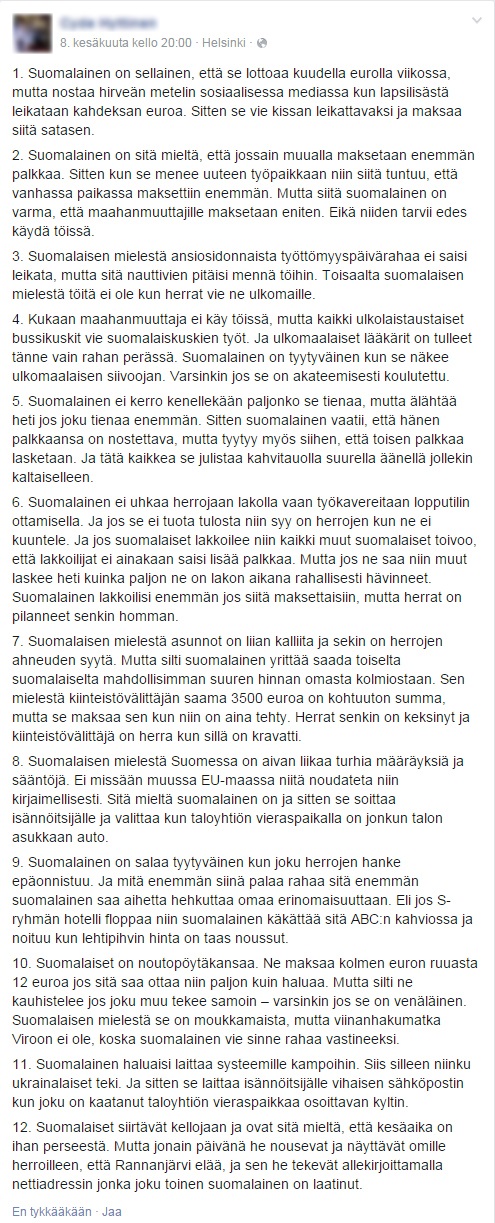 Suomalaisuus pähkinänkuoressa