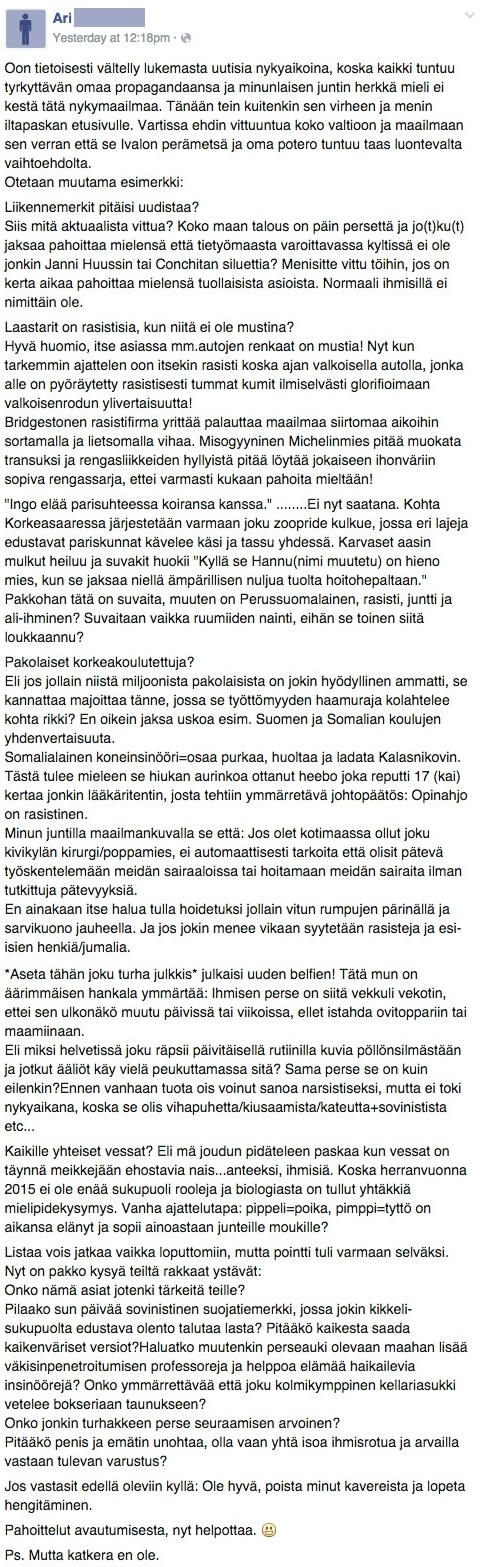 Arin mieli ei kestä nykyaikaa