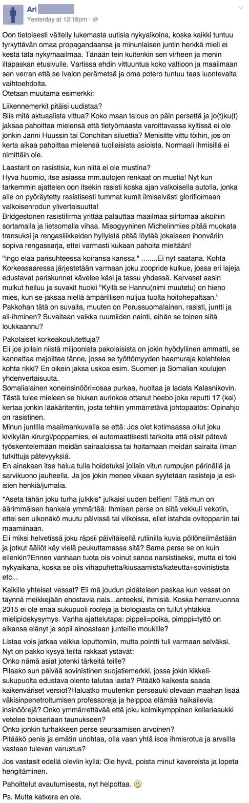 Arin mieli ei kestä nykyaikaa