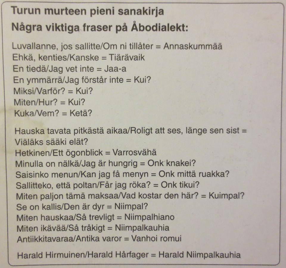 turun murteen pieni sanakirja