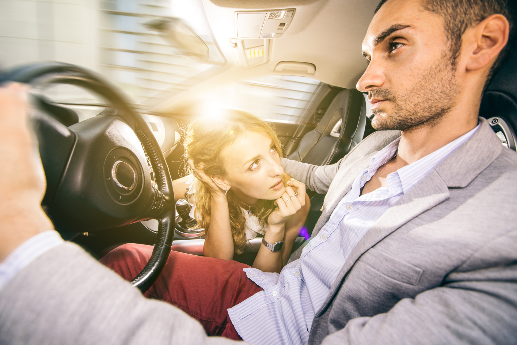 couple and passion in the car