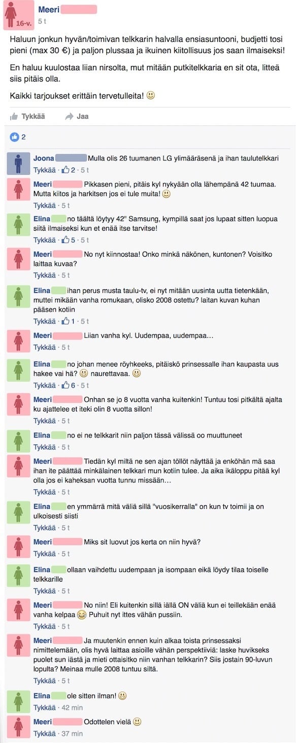 halpaa telkkaria etsimässä