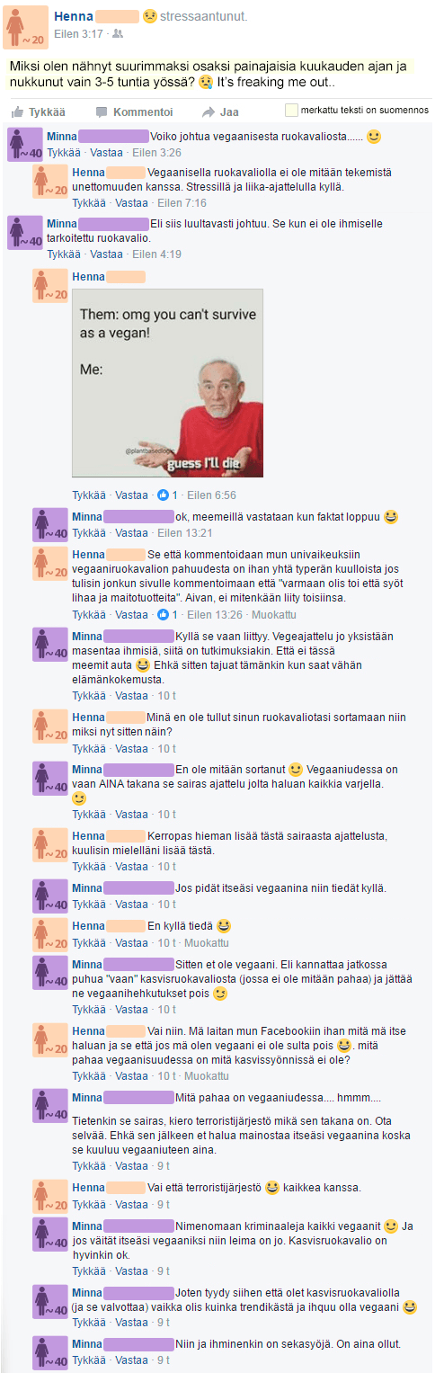 vegaani näkee painajaisia