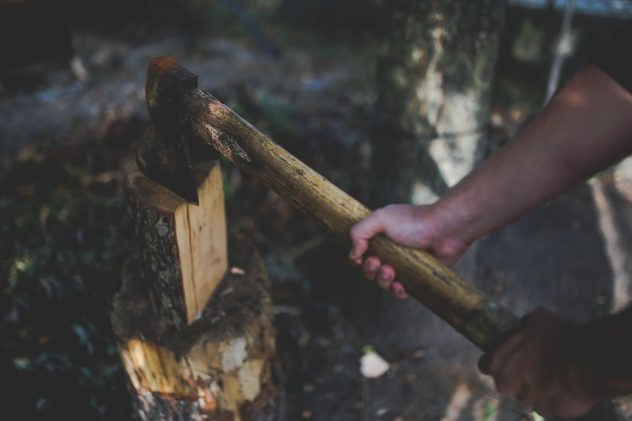 Wood Male Old Boy Man Axe Hold Vintage Worn